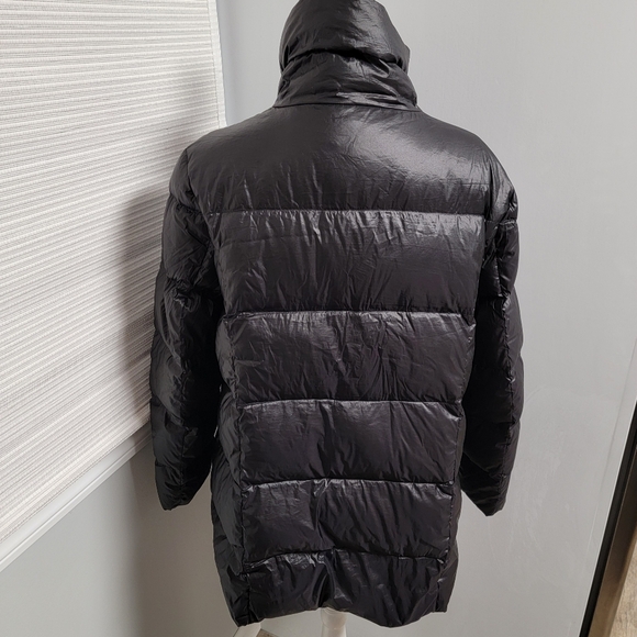 Lands End Mid Length Down Filled Coat Black Puffer Sz L/P 14-16 Zip Up NWOT - Picture 2 of 12